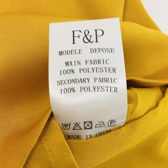 F & P Paris Marigold Satin Bejeweled Dress Sz M Open Flowing Back Panels - Picture 10 of 10